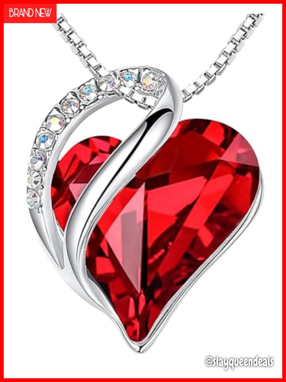 Birthstone Crystal Heart Pendant Necklace with Infinity Symbol, Silver Plated